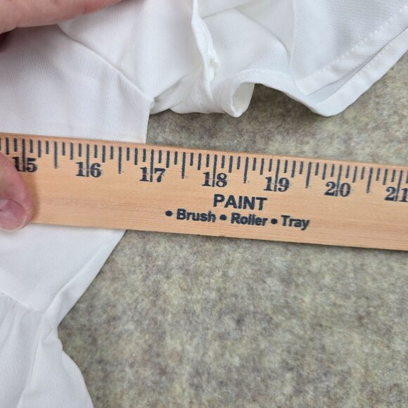 Altard State Womens Ruffled Peplum V-Neck Blouse White Short Sleeve Medium - Picture 7 of 7